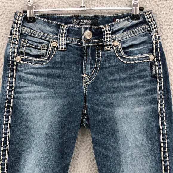 Silver Jeans Womens 26 Suki Mid Capri Blue Fluid Denim Contrast Stitch Stretch - Picture 2 of 13